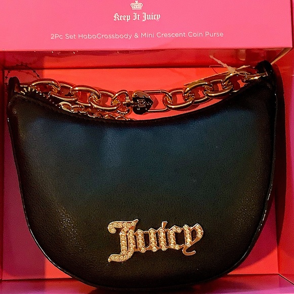 Juicy Couture Hold Up 2 pc Hobo Crossbody & Mini Crescent Coin Purse New - Picture 3 of 5